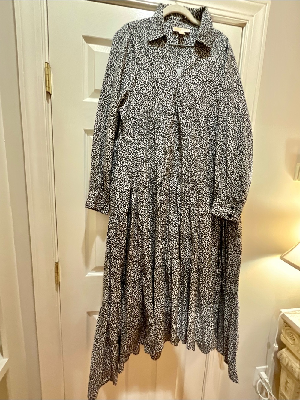 Michael Kors Black and White Tiered Maxi Dress